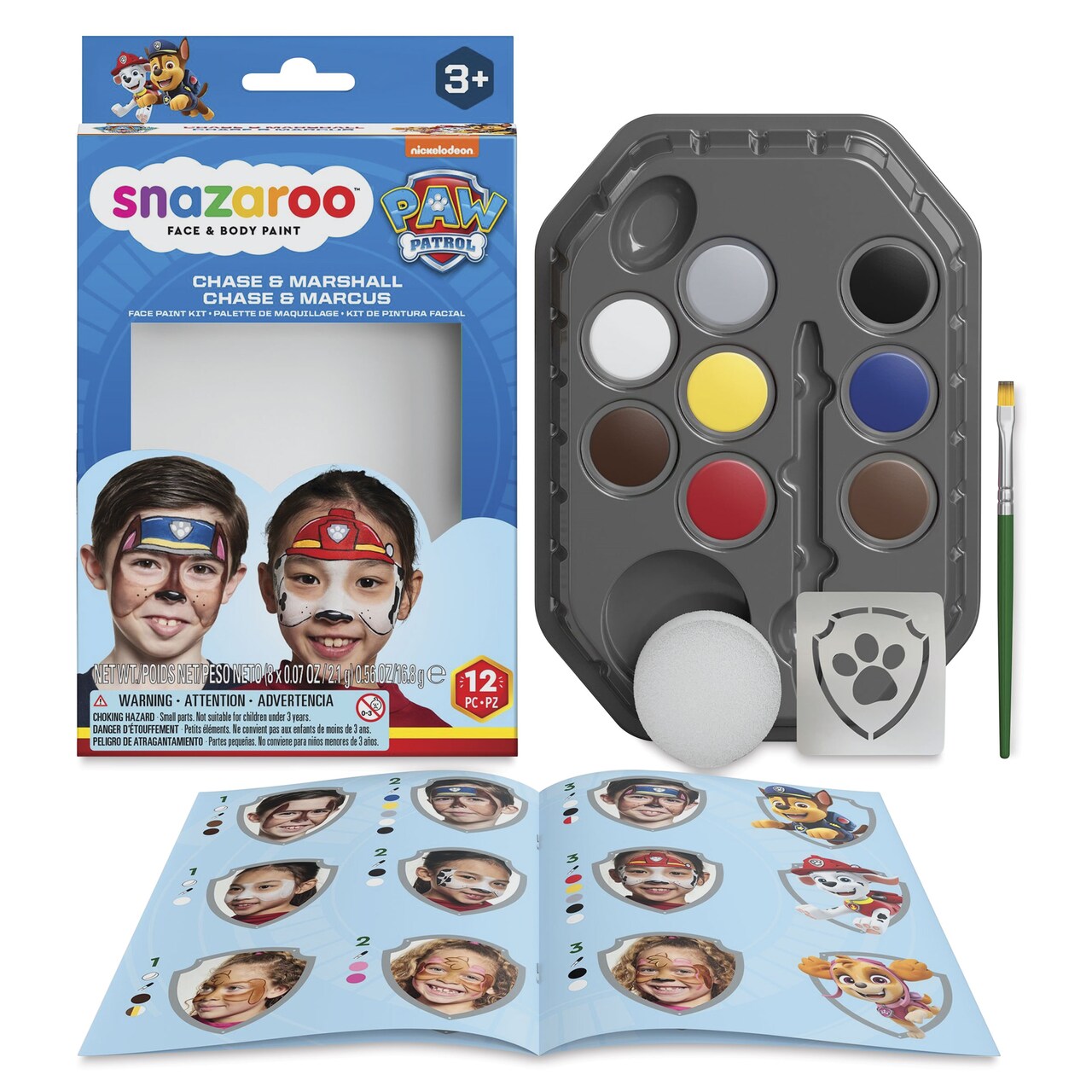 Snazaroo Face Paints - Set of 12, Chase & Marshall Paw Patrol